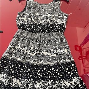 Kaktus Black and White Patterned Casual Dress